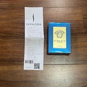 Versace Eros Blue and Gold Packaging 100 ml with Sephora reciept